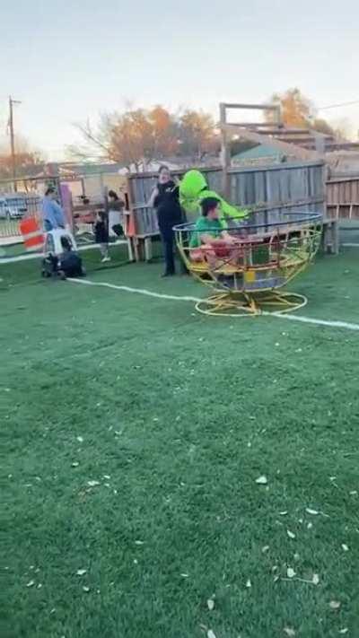 WCGW dressing as an alien around little kids