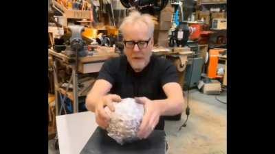 Adam Savage going ape on a ball of tinfoil