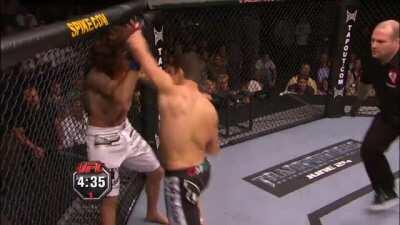 Diego Sanchez in his insane fight against Clay Guida where he wildly brawls with Guida, drops and bloodies him up