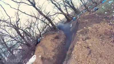 Russians trapped in trench - Refuse surrender and forced out with grenades (full video in comments)