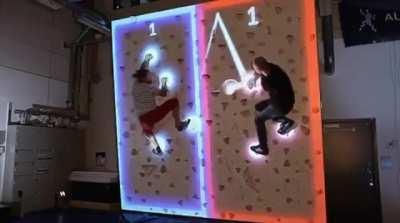 A rock climbing pong game