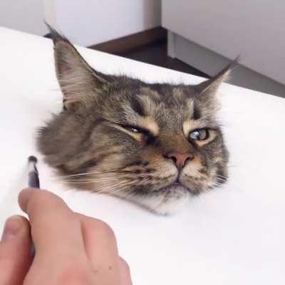 Extremely realistic cat painting!