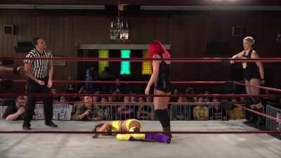 Evie crotch stomped by Saraya