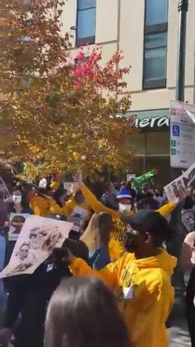 People celebrate Trump's loss in the streets of Philadelphia using YMCA, the song used by Trump at end of rallies