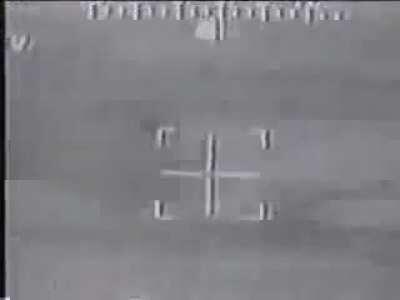 U.S. Apache helicopters destroys Iraqi armored personnel and equipment during the Gulf War (February 1991)