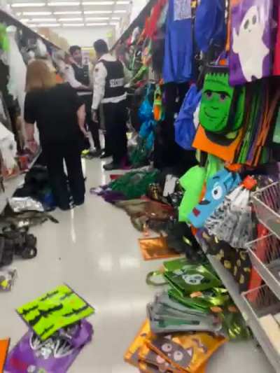 Lady destroys Halloween aisle in Toronto