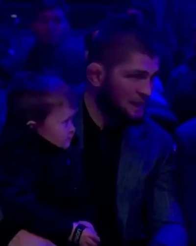 Hasbulla with Khabib at ufc event.