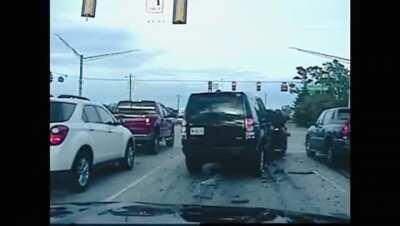 WCGW just sitting at a light. Article said the one hit was the one that posted the original video so I guess hes ok.