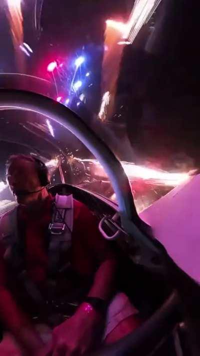 Footage from the cockpit as the pilot puts on a firework above Lakeland, Florida