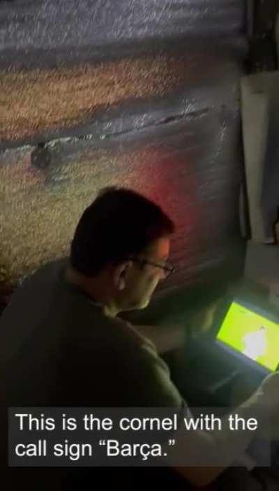 Carry on: Ukrainian defender watching a Barça game in a bunker at the front