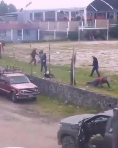 During an extortion attempt, gang members are overwhelmed by locals and militia in Texcaltitlan, Mexico