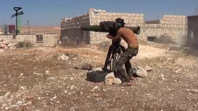 Hazzm Movment TOW team engages an SAA T-72