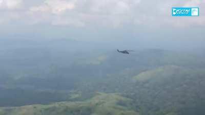 Congolese Mi-24 helicopter firing on Codeco rebels in the Ituri region