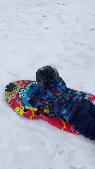 My recently 4 yo’s first toboggan run (sound on)