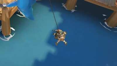 How to use Hammond's grappling hook while in crab form.