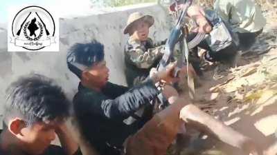 Anti-Junta Forces attacked the Myanmar Army unit that came to torch a village near Wetlet, Sagaing Region. 11/13/2022.