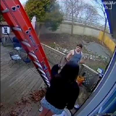 WCGW trying to clean the gutters...