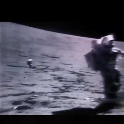 Sped up moon landing footage