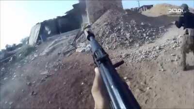 HTS “Elite Forces” infiltrate loyalist militia positions, killing 2 militiamen at very close range with suppressed rifles &amp;amp; grenades - Northern Aleppo Countryside (September 2017)