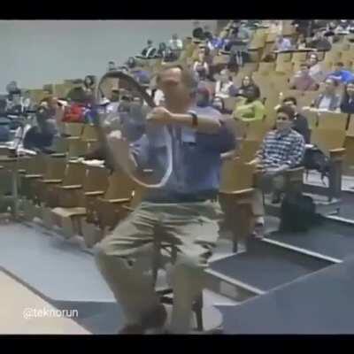 Practical demonstration of Angular momentum by Walter Lewin