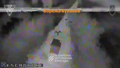 Footage of Ukrainian FPV pilots from the 3rd Assault Brigade attacking Russian logistics vehicles. Kharkiv Oblast.