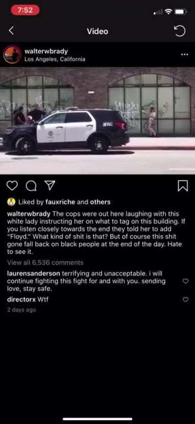 LAPD laughing and instructing woman on what to graffiti on a window. Towards the end you can hear them tell her to write “Floyd”