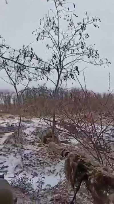 Ukrainian ATGM strike on a Russian target. Unknown location