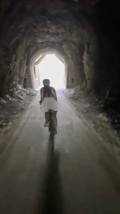 Riding tunnels on the 110 mile Mickelson Trail