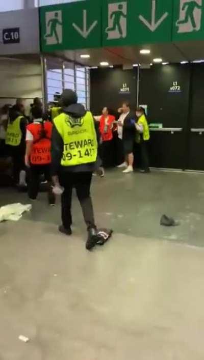 England fans forcing their way into Wembley stadium tonight