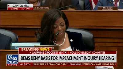 Representative Crockett (D-TX) proving why the republicans' impeachment inquiry is a sham