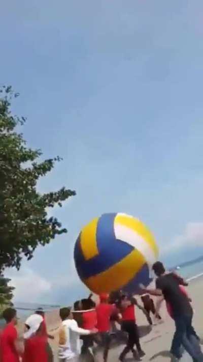 Giant volleyball laughter