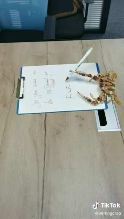 Crab writing...