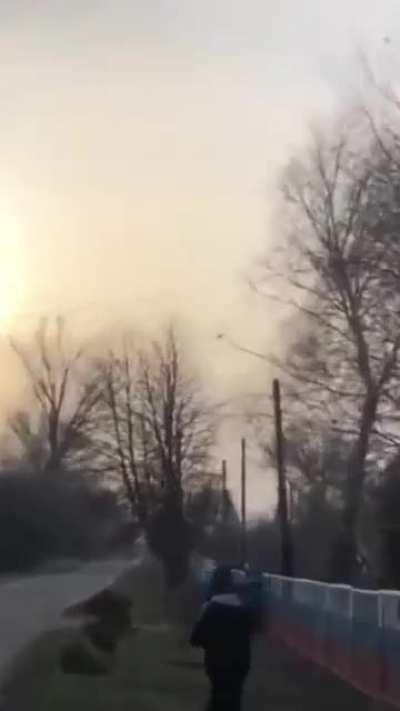 Helicopter being shot down in Luhansk Oblast [likely a Mi-28 and thus Russian]