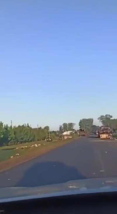 Footage of the destroyed convoy in Kursk