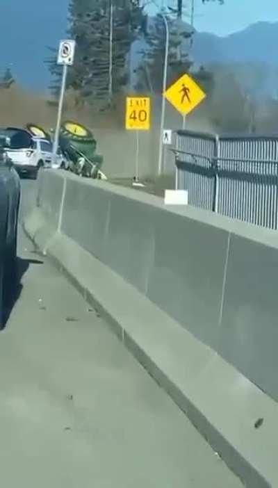 RCMP flip tractor on highway