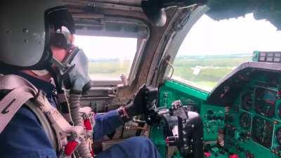 Cockpit view of a Tu-22M3 backfire bomber coming in for a landing [video]