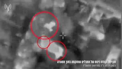 IDF stike on Hamas outpost followed by side explosions indicating on stashed stockpile of explosives in civilian areas.