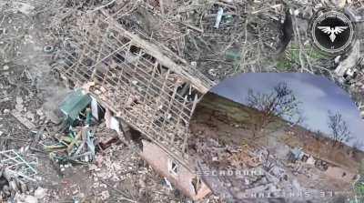 Russian squad hiding in destroyed building get hit with 3 FPV drones - 47th OMBr