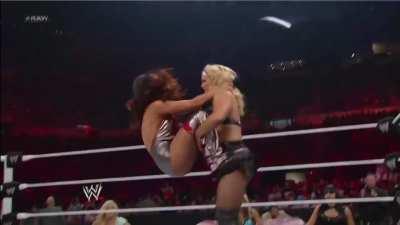 Nikki Bella takes Beth Phoenix off her feet