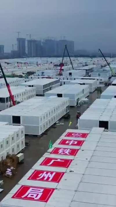 The largest quarantine camp in China's Guangzhou city is being built. It has 90,000 isolation pods.