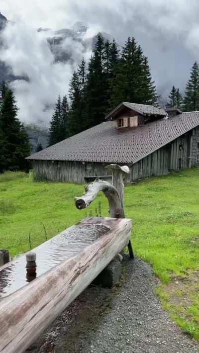 Outdoor sink with running water in Switzerland