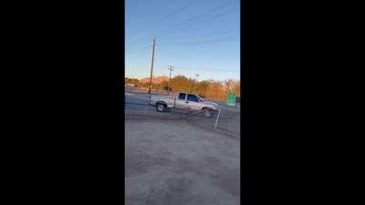 Guy enjoying his day on Christmas at the dog park gets truck ran into