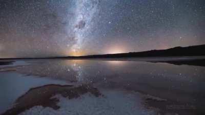 Because of its high altitude, nearly nonexistent cloud cover, dry air, and lack of light pollution and radio interference from widely populated cities and towns, the Atacama Desert desert in South America is one of the best places in the world to conduct 