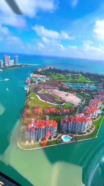 The most expensive place on earth

Fisher Island, Miami, USA. 30 percent of the island's residents live here all year round. The main means of transportation on the island is a golf cart. The island has its own fire station, school and post office. The is