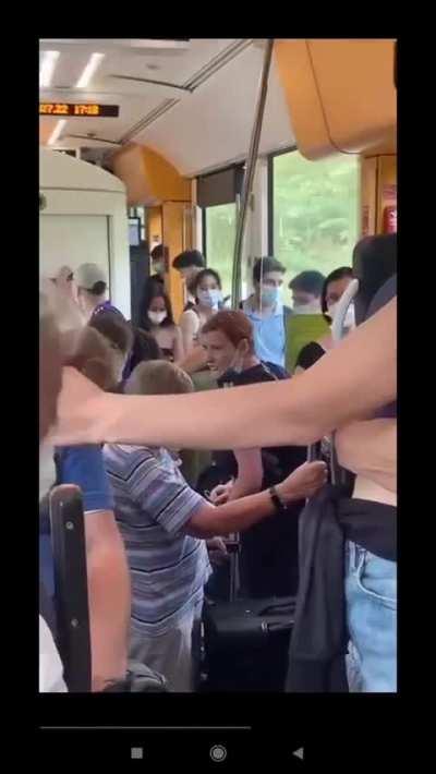 German Karen screaming in public transport