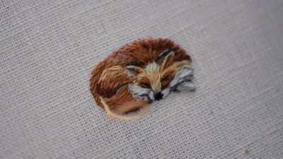 Watching this tiny fox come to life through embroidery