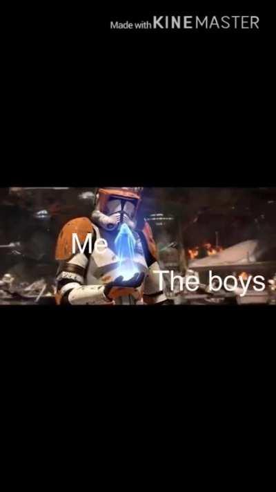 Made my first video meme (kind of) I edited in the order 66 scene with subtitles and thought this would be a good start to try video editing. I just did it on my phone in 5 mins but hope you liked it, btw if you do wanna make easy vids KineMaster was very