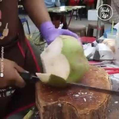 If you’ve ever tried to peel a coconut, you understand the skills here