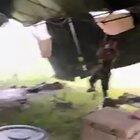 Marines trying to save a tent.