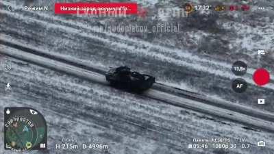 Various vehicles (T-72, BMPs, BTRs, Leopard, CV-90) of the AFU being targeted by VT-40 FPV drones. Avdiivka, December 2023.